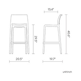 Banco para barra Rue, Lagoon 7036B con protector UV, altura 75 CM, SET de 2 piezas