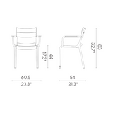 Silla con Descansabrazos Naples, Lagoon 7220A, SET de 4 piezas