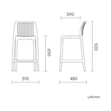 Banco de cocina Milos, Lagoon 7203BC con protector UV, altura 65 CM, SET de 2 piezas