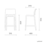 Banco de cocina Sensilla, Lagoon 7211C con protector UV, altura 65 CM, SET de 4 piezas