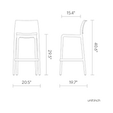 Banco para barra Sencilla, Lagoon 7211B con protector UV, altura 75 CM, SET de 4 piezas