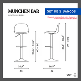 Banco Ajustable Munchen Lagoon 7263A, Set De 2. Para Barra