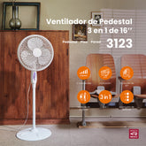 Ventilador de Pedestal 3 en 1 Mytek 3123, plástico de 16"