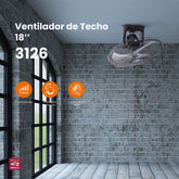 Ventilador de techo Mytek 3126, metálico de 18"