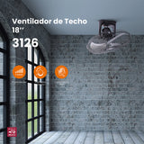 Ventilador de techo Mytek 3126, metálico de 18"