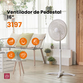 Ventilador de pedestal Mytek 3197, plástico de 16"