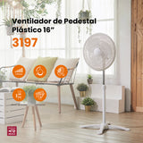Ventilador de pedestal Mytek 3197, plástico de 16"