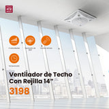 Ventilador de falso plafón Mytek 3198, plástico de 14"