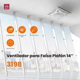 Ventilador de falso plafón Mytek 3198, plástico de 14"