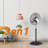 Ventilador industrial de pedestal 3 en 1 Mytek 3315, metalico de 18"