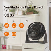 Ventilador de Piso 2 en 1 Mytek 3337, plástico de 12"