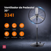 Ventilador industrial de pedestal Mytek 3341, metálico de 30"