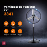 Ventilador industrial de pedestal Mytek 3341, metálico de 30"