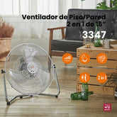 Ventilador de piso 2 en 1 Mytek 3347, metálico de 16"