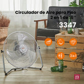 Ventilador de piso 2 en 1 Mytek 3347, metálico de 16"