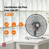Ventilador de piso 2 en 1 Mytek 3357, metálico de 10"