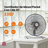 Ventilador de piso 2 en 1 Mytek 3357, metálico de 10"