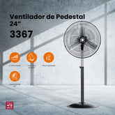 Ventilador industrial de pedestal Mytek 3367, metálico de 24"