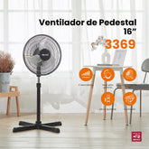 Ventilador de pedestal Mytek 3369, metálico de 16"