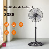 Ventilador de pedestal Z-Fan 3388, metálico de 16"
