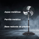Ventilador de pedestal 3 en 1 Mytek 3392 PLUS, metálico de 18"