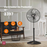 Ventilador de pedestal Mytek 3397, metálico de 18"