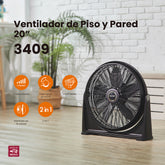Ventilador de piso 2 en 1 Mytek 3409, plástico de 20"