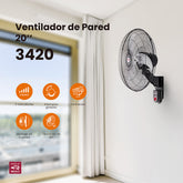 Ventilador de pared Mytek 3420, metálico de 20"