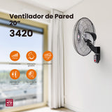 Ventilador de pared Mytek 3420, metálico de 20"