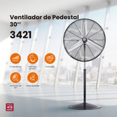 Ventilador industrial de pedestal Mytek 3421, metálico de 30"