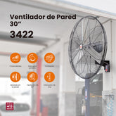 Ventilador industrial de pared Mytek 3422, metálico de 30"