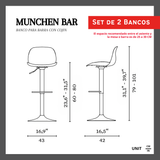 Banco Ajustable Munchen con cojín, Lagoon 7263B, Set De 2. Para Barra