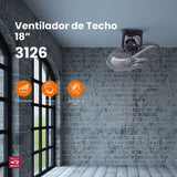 Ventilador de techo Mytek 3126, metálico de 18"