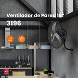 Ventilador de pared Mytek 3196, metálico de 18"
