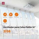 Ventilador de falso plafón Mytek 3198, plástico de 14"