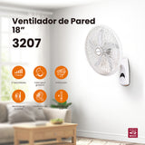 Ventilador de pared Mytek 3207, plastico de 18"
