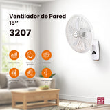Ventilador de pared Mytek 3207, plastico de 18"