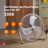 Ventilador de piso 2 en 1 Mytek 3306, metálico de 20"