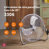 Ventilador de piso 2 en 1 Mytek 3306, metálico de 20"