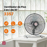 Ventilador de piso 2 en 1 Mytek 3357, metálico de 10"