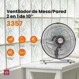 Ventilador de piso 2 en 1 Mytek 3357, metálico de 10"