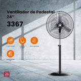 Ventilador industrial de pedestal Mytek 3367, metálico de 24"