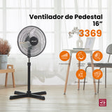Ventilador de pedestal Mytek 3369, metálico de 16"