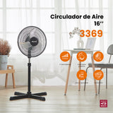 Ventilador de pedestal Mytek 3369, metálico de 16"