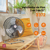 Ventilador de piso 2 en 1 Mytek 3372, metálico de 12"
