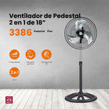 Ventilador 2 en 1, Mytek 3386 metálico de 18"