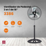 Ventilador 2 en 1, Mytek 3386 metálico de 18"