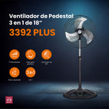 Ventilador de pedestal 3 en 1 Mytek 3392 PLUS, metálico de 18"