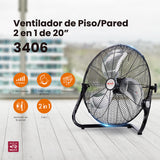 Ventilador de piso 2 en 1 Mytek 3406, metálico de 20"