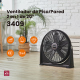Ventilador de piso  2 en 1 Mytek 3409, plástico de 20"
